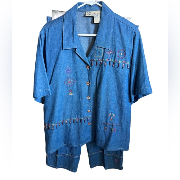 Koret City Blue Embroidered Chambray Set - Picture 1 of 6